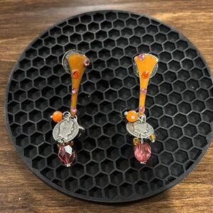 Vintage Orange and Pink Dangle Earrings
